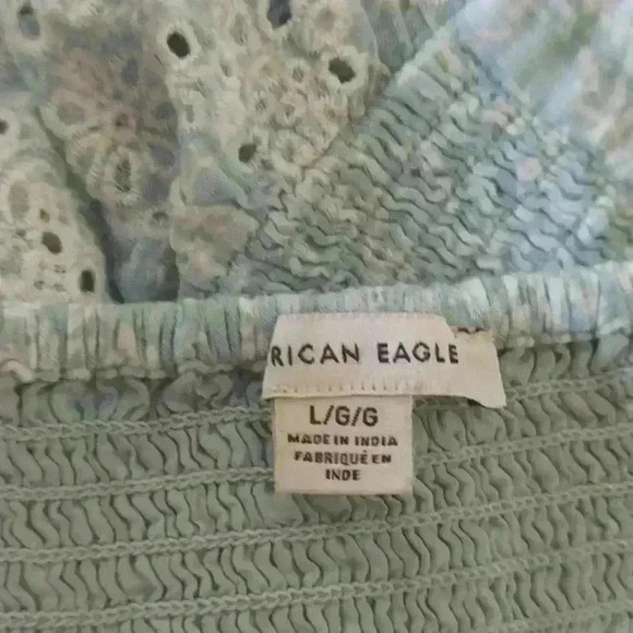 American Eagle Lt. Blue Ruffle Sleeve Baby Doll Blouse - Picture 5 of 5